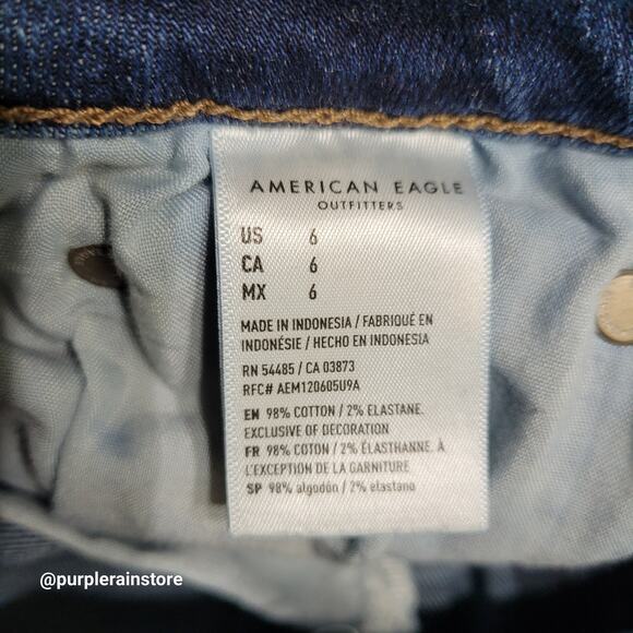 American Eagle Hi Rise Midi Shorts Size 6 Super Stretch Medium Dark Wash NWOT - Picture 5 of 11